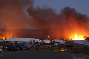 Bushfire bore down on properties from Peregian Beach to Marcus Beach (Image: Turfbreed)