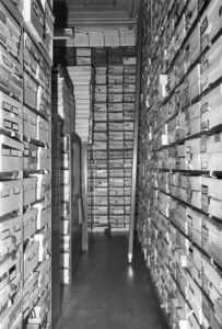 The old shelving system at the previous herbarium site. (Image: RBG)