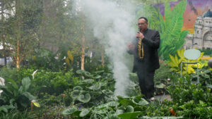 Shane Charles performs a cleansing ceremony (Image: Karen Smith)