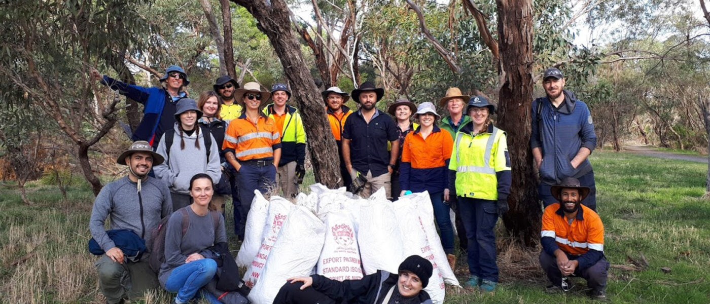 TAFESA students gain formal qualifications while undertaking real world practical activities, in this case, weed control for Trees for Life (Image: Sam Bywaters)