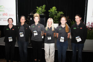 The Six Pack (L-R) Emily Canham, Sabine Suess, Isobel Young, Kailey Wilton, Zoe Williams and Tia Magner