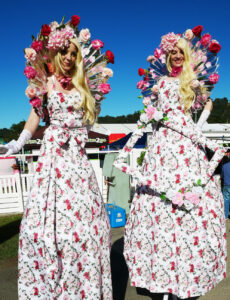 Stilt ladies add a splash of colour and fun to the event (Image: Karen Smith)