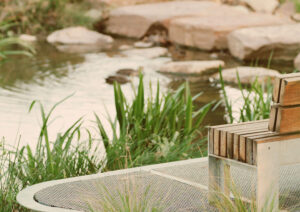 Stepping stone crossing points incorporating seating and educative areas (Image: REALMstudios)