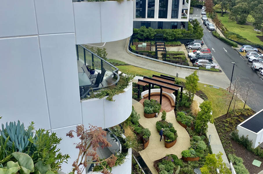Folia Apartments biodiversity planting throughout all balcony gardens (Image: Michael Casey)