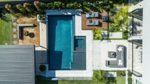 Overhead image showing multiple entertainment spaces and the hedging (Image: All Things Visual Pty Ltd)