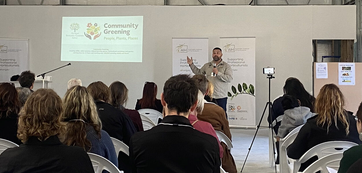 Brenden Moore addressing the Bush Foods Conference (Image: Michael Casey)