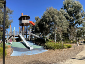 Playspaces that are well planted with trees offer nature play in mini forests (images supplied by Remarkable Trees)