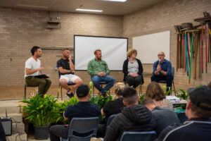 Panel of speakers (L-R) Adam Robinson, Luke Roodenburg, Shannon Decker, Karen Staunton-Ross, and Steve Warner