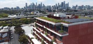 The aerial view shows the positive effect of green infrastructure, which make cities more resilient to environmental challenges