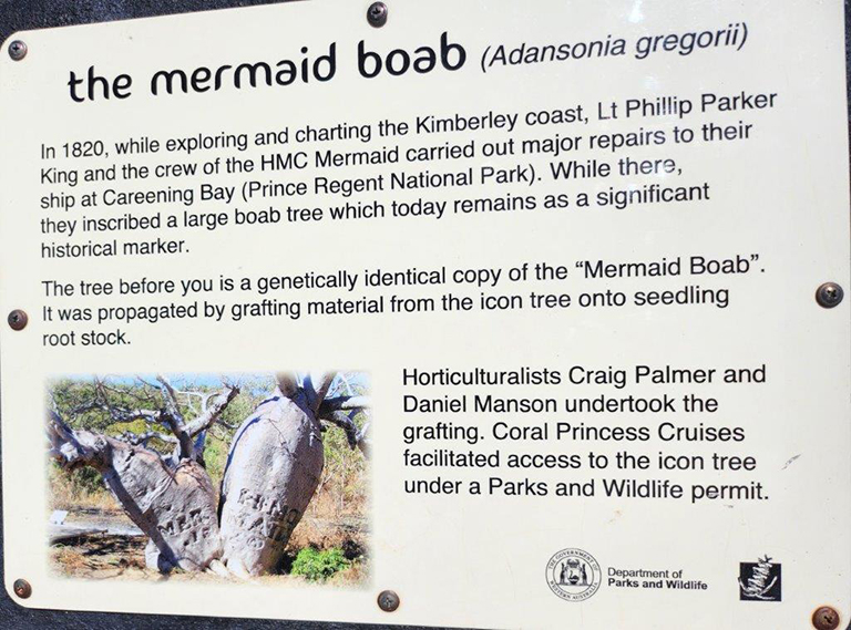 Plaque in the park overlooking Wyndham delta, Western Australia.