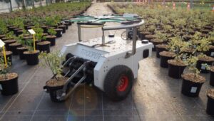 Instar Robotics' Trooper is a simple logistics automated vehicle that can relocate up to seven pots at a time. The top 'turret' can be changed to accept pots of different sizes (Image: Instar Robotics)