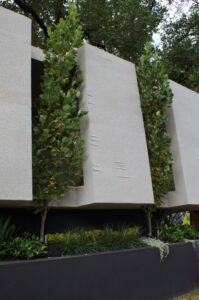 Greenlife selections and landscaping to complement 'brutalist' architecture (Image: John Fitzsimmons)