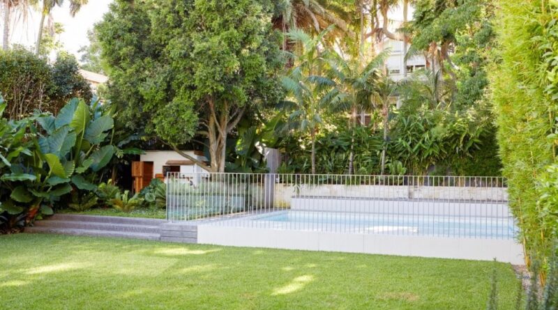 A new lawn provides space for children to play, along with a clear line of sight from the house to the new pool in this backyard designed for privacy (images supplied by the Landscape Association)