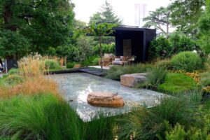 The ‘ǝ’skāp’ Show Garden at MIFGS 2025 (Image: Ludovic Vilbert, Inwardout Studio)