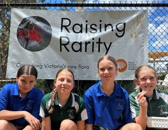 Students enjoying the Celebration Day under the Raising Rarity banner (Image: Rebecca Robie)