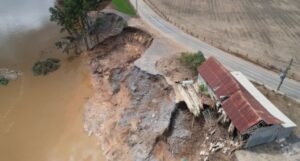 Riverbank destruction after flooding on the Hawkesbury River