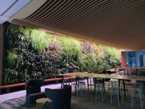 This revamped foyer has now become an important meeting space for tenants of this building in the Melbourne CBD (Image: Evergreen Infrastructure)