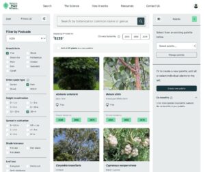 Screenshot of a search for trees suitable for Canning Vale, a suburb of Perth, WA (Image: Supplied by author)