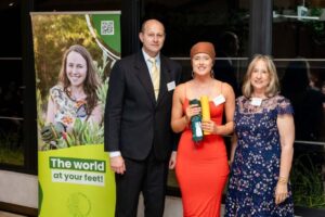 Left to right, BBM Chair Marco Colli, 2025 Horticulture Scholar Jaimee Abrahams from NSW, and BBM CEO Suellen McCaffrey (Image: BBM)