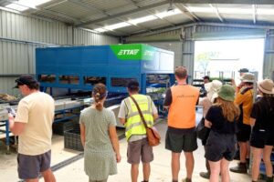 Viewing the ‘sticking’ machine at Mansfield’s Propagation Nursery (Image: Ludovic Vilbert, Inwardout Studio)