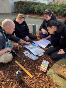 The team undertaking soil testing at the Fed Square site looking at compaction, soil structure and pH