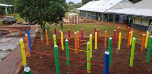We installed this mulch path inspired by fish traps to direct children down the slope, thereby protecting young plants nearby (Image: Patrick Regnault)
