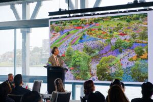 Ryuji Wakisaka, Head of the Japan Association for the International Horticultural Expo 2027 Yokohama, presents an update on preparations for GREEN×EXPO 2027 (Image: Ludovic Vilbert, Inwardout Studio)