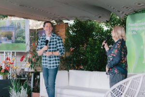 Better Homes and Gardens presenter Charlie Albone in conversation with MC Deryn Thorpe in the Richgro Knowledge Centre (Image: Krystle Ricci)