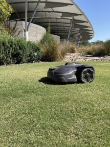 Robotic mower in action on the lawn at the Australian Botanic Garden Mount Annan