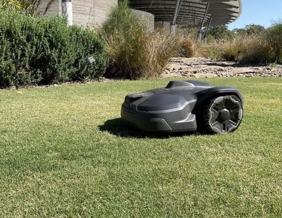 Robotic mower in action on the lawn at the Australian Botanic Garden Mount Annan