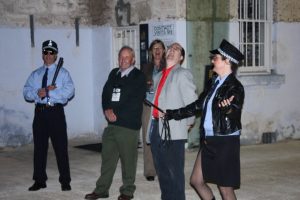 Long time Hort Journal Australia contributor Joseph Sweeney being ‘arrested’ at Fremantle Prison during the IPPS conference dinner (Image: Karen Smith)